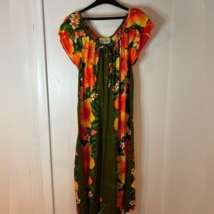 Vintage POMARE Hawaiian Barkcloth dress Size L